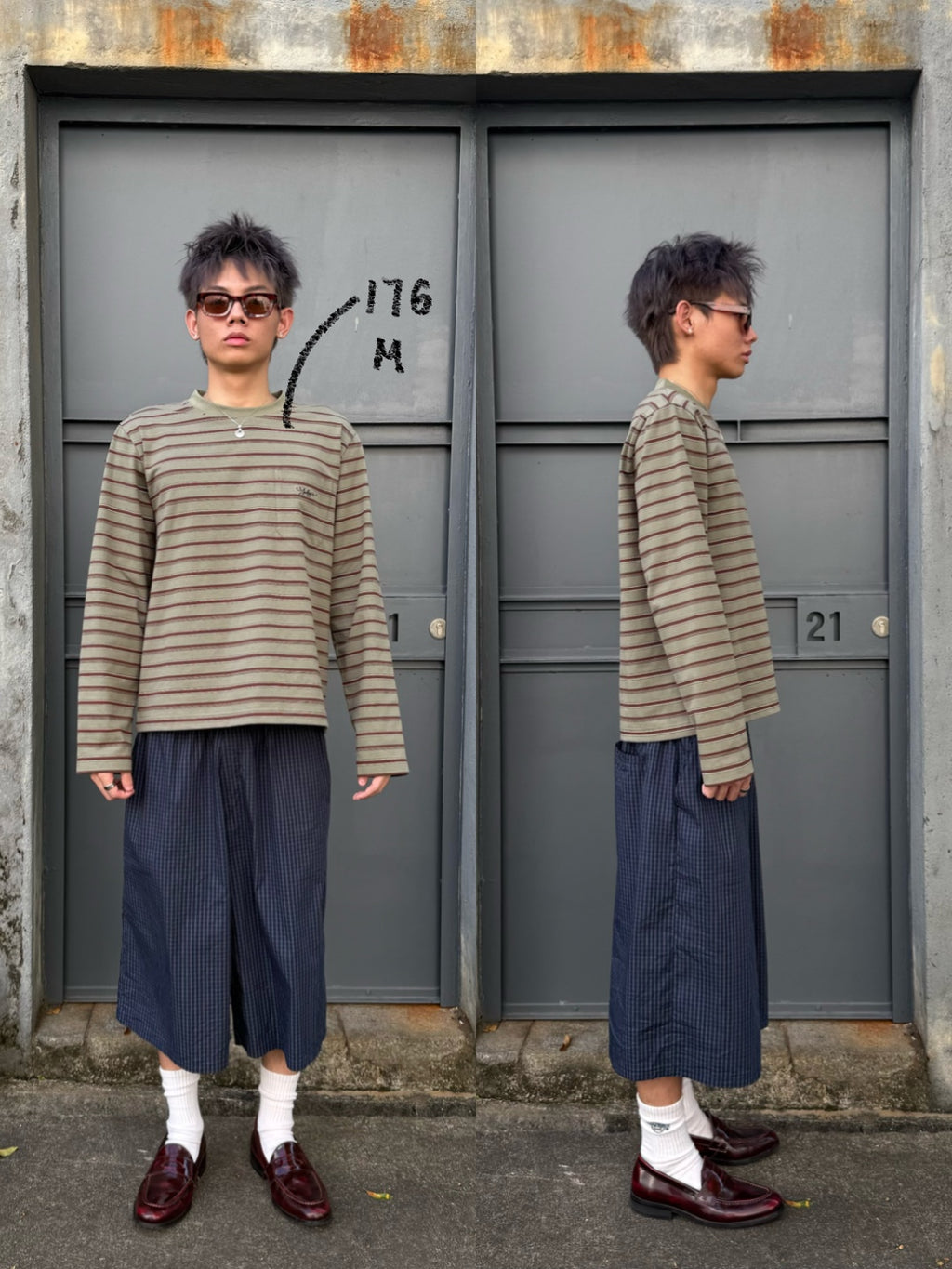 OLIVE STRIPES LONG SLEEVE