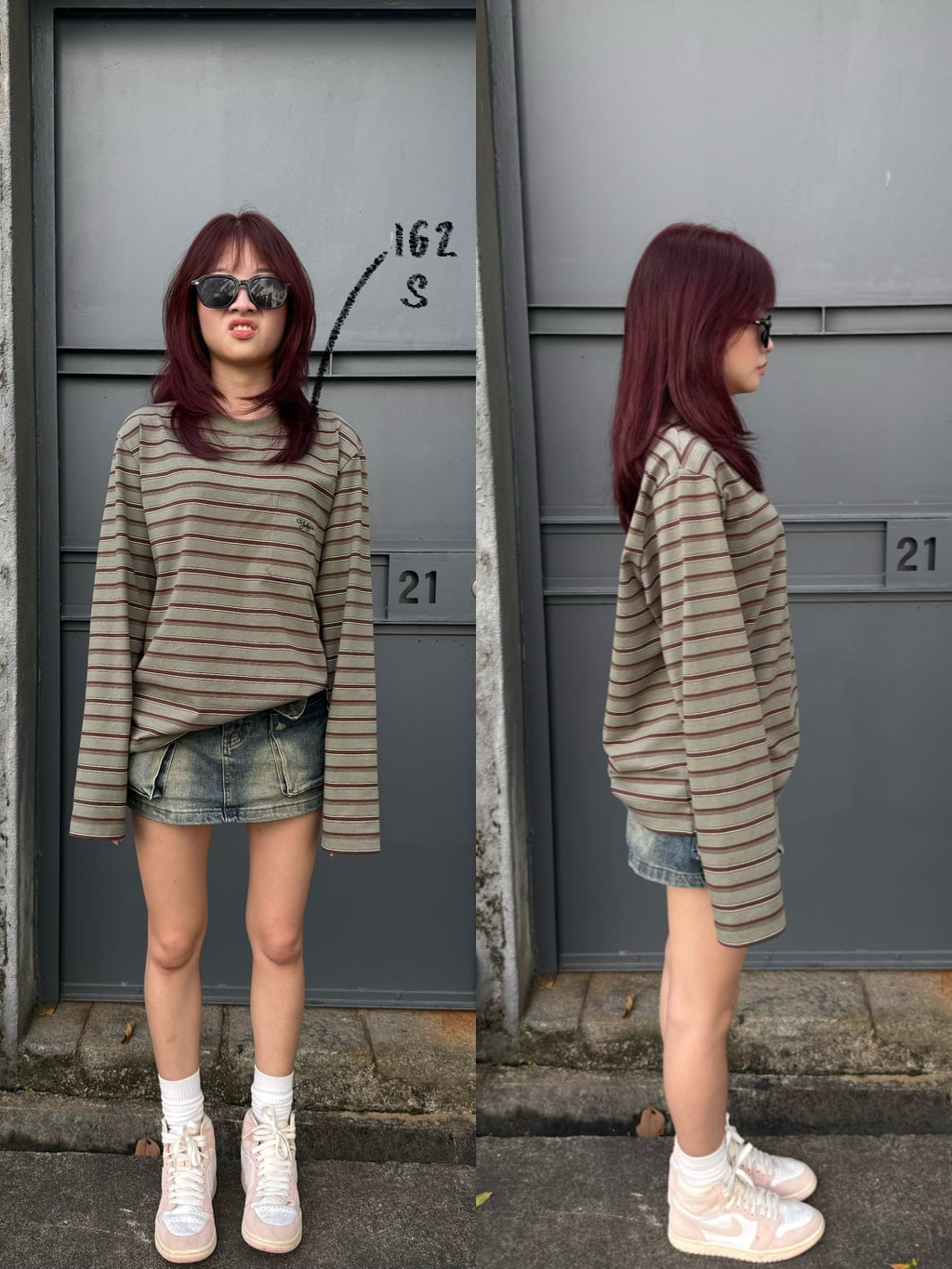 OLIVE STRIPES LONG SLEEVE